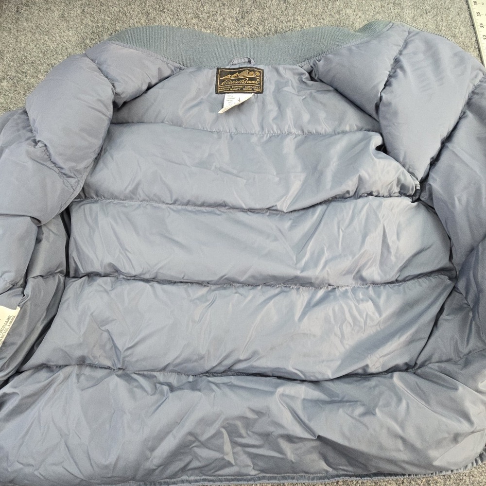 90s Eddie Bauer Puffer Vest Mens XL Gray Blue‎ Goose Down Quilted Y2K Grunge Vtg - Picture 5 of 10